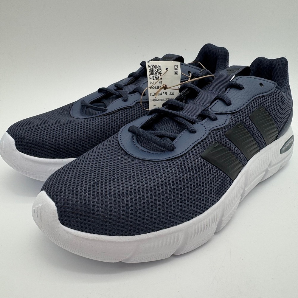 Adidas Cloudfoam Flex Lace Running Shoes Navy Black White Men's Size 8.5 NEW